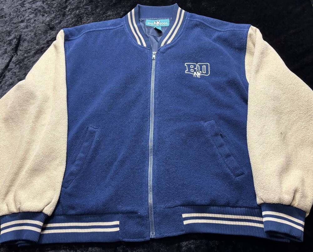 Men XL Vintage Big Dogs Fleece Varsity Bomber Jacket